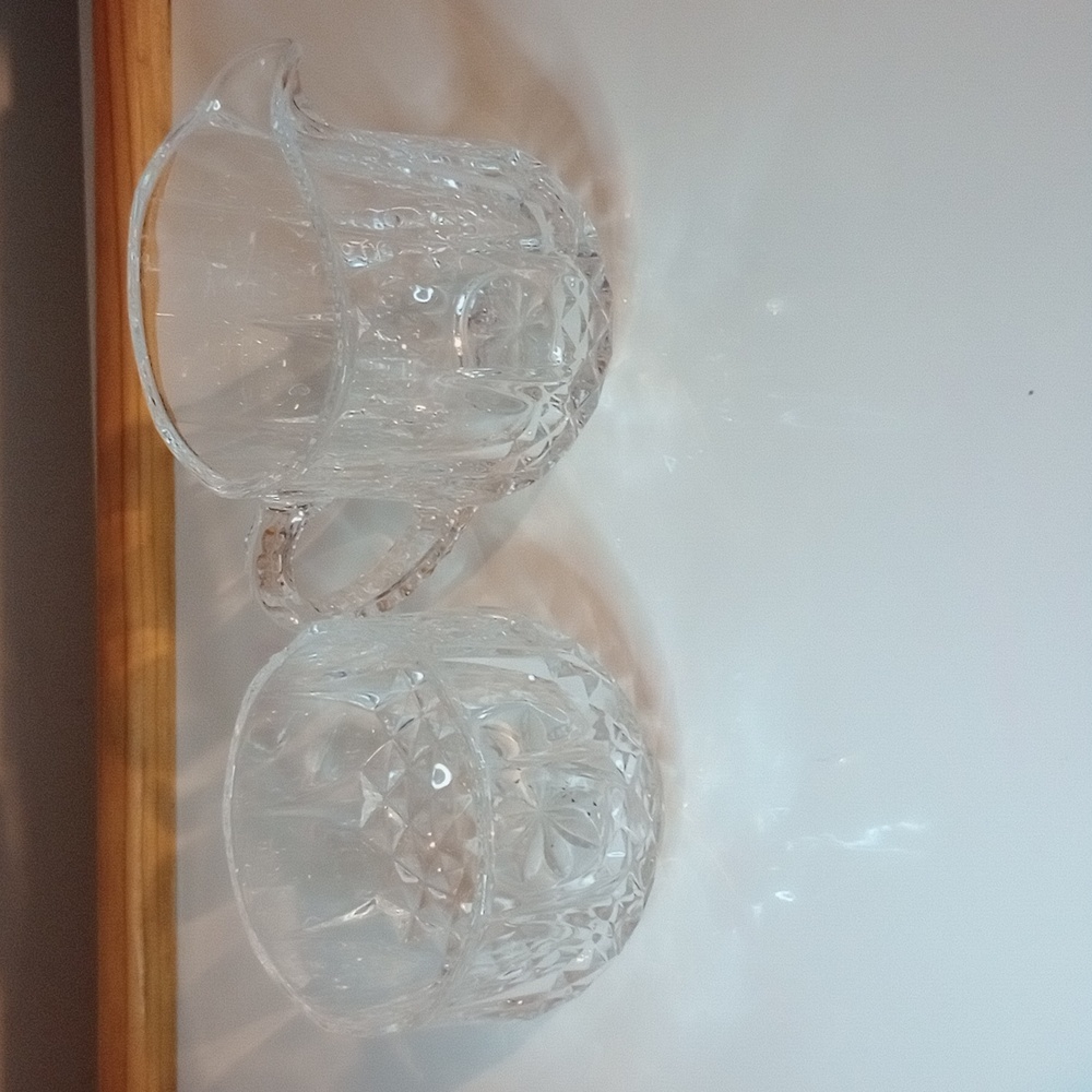 Lead Crystal Cream Pitcher and Sugar Bowl